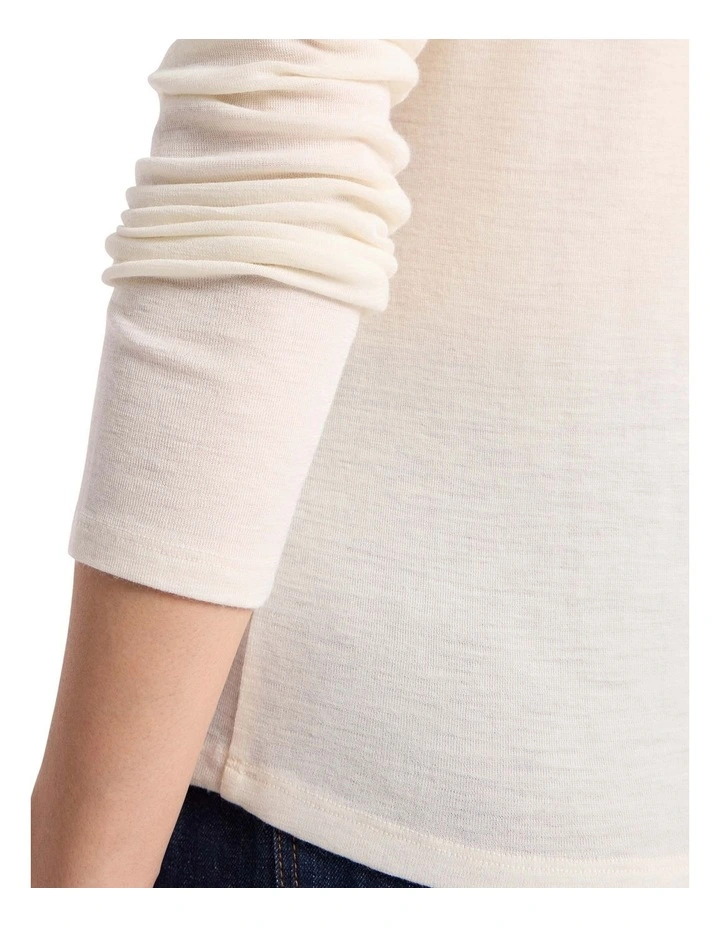 Lorelai Long Sleeves Babywool Top in Ivory image 3