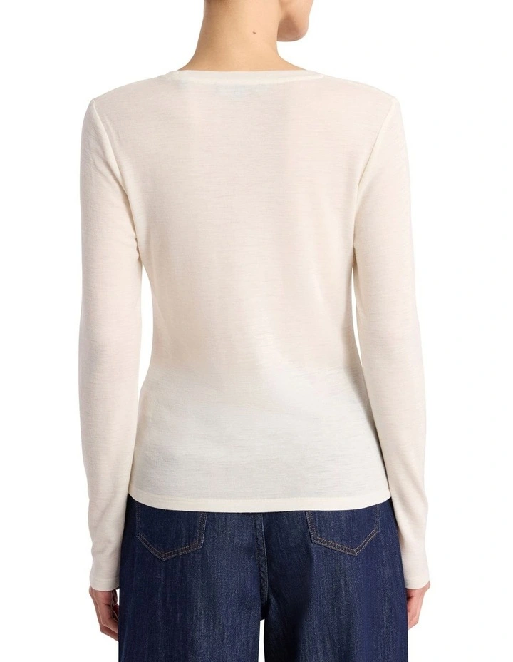 Lorelai Long Sleeves Babywool Top in Ivory image 4