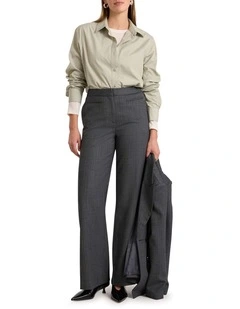 Domini Pinstripe Wide Leg Pant in Charcoal Stripe