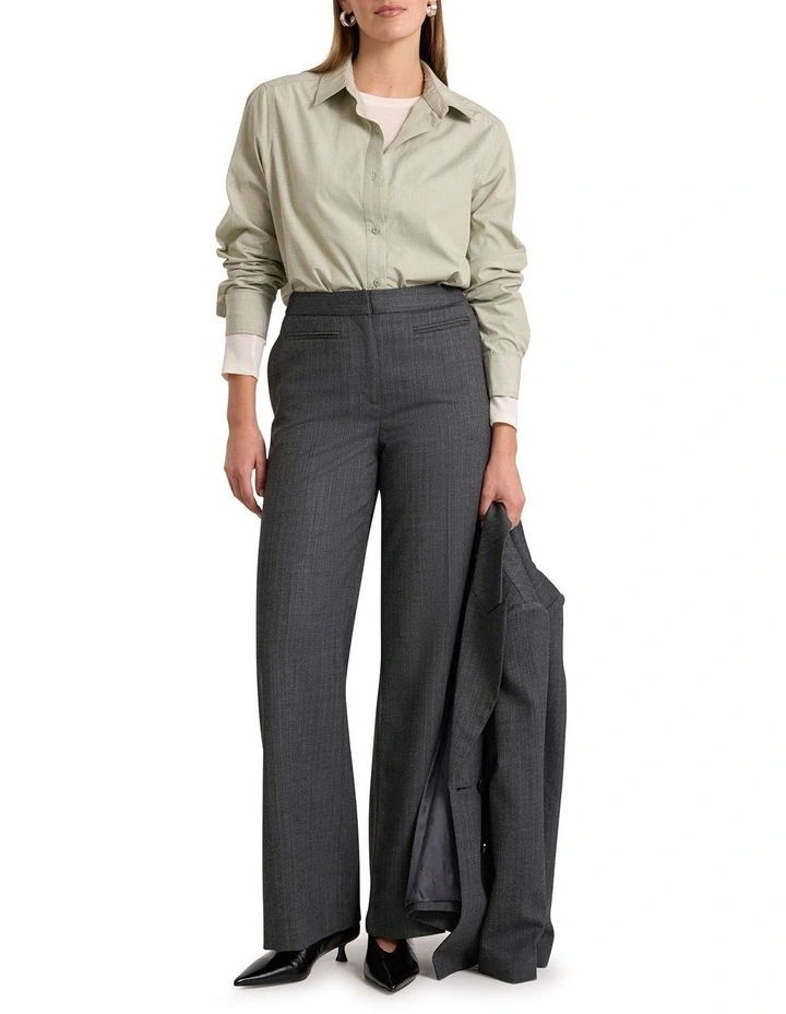 Domini Pinstripe Wide Leg Pant in Charcoal Stripe image 1