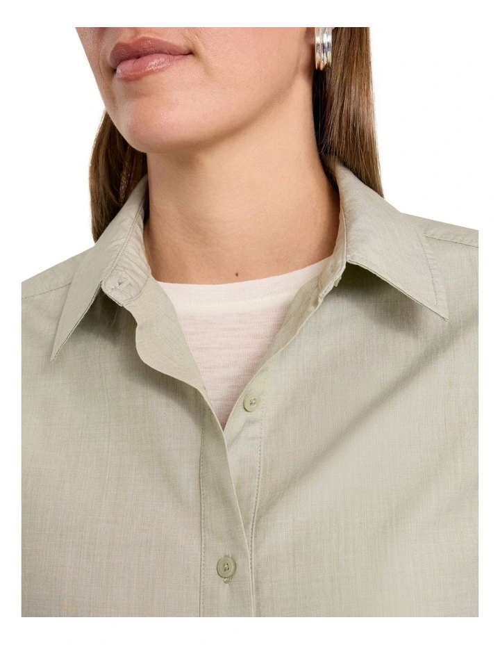 Carlyle Cotton Shirt in Mojito Green image 3