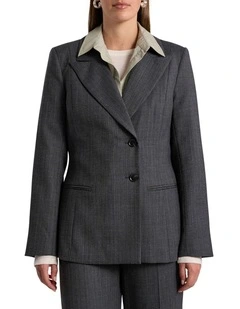 Domini Pinstripe Blazer in Charcoal Stripe