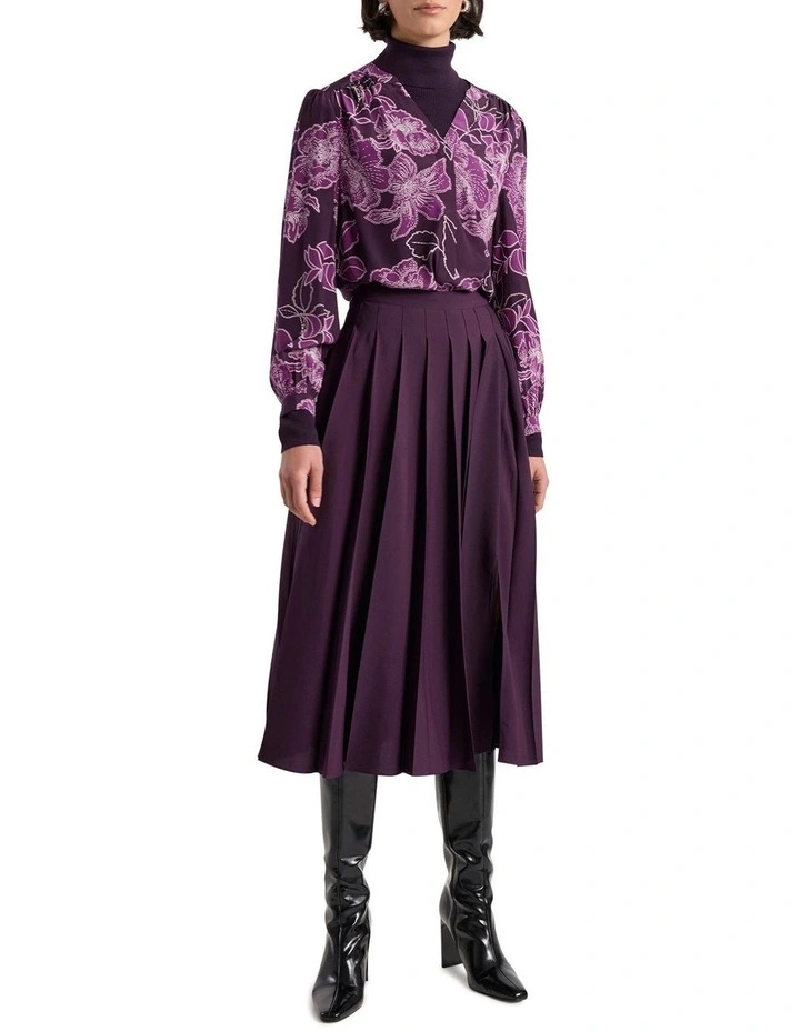 Garnet Silk Blouse in Eggplant Multi image 2