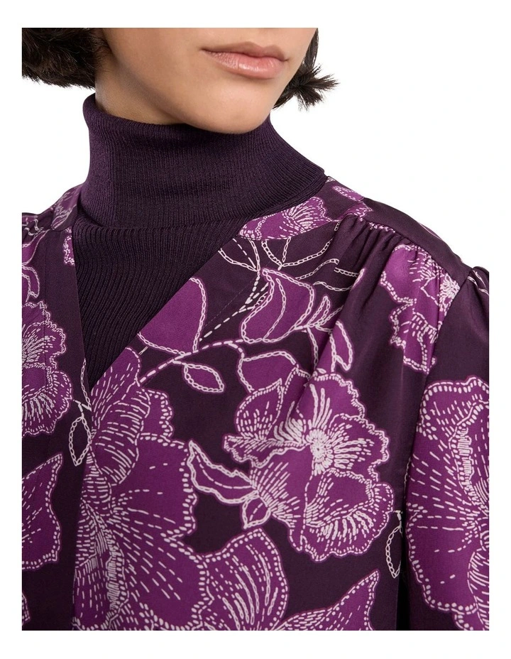 Garnet Silk Blouse in Eggplant Multi image 3