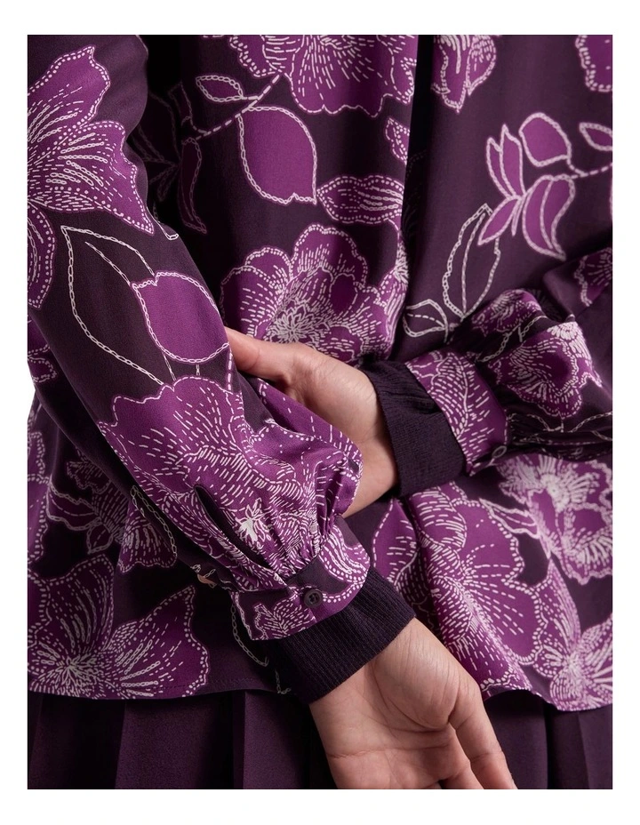 Garnet Silk Blouse in Eggplant Multi image 4