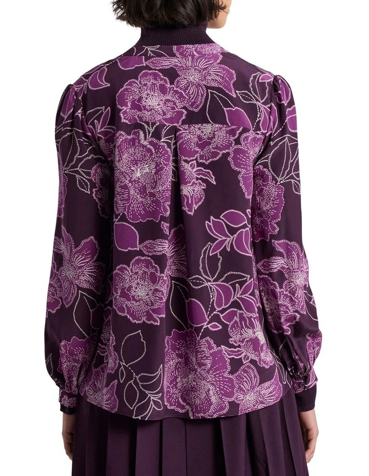 Garnet Silk Blouse in Eggplant Multi image 5