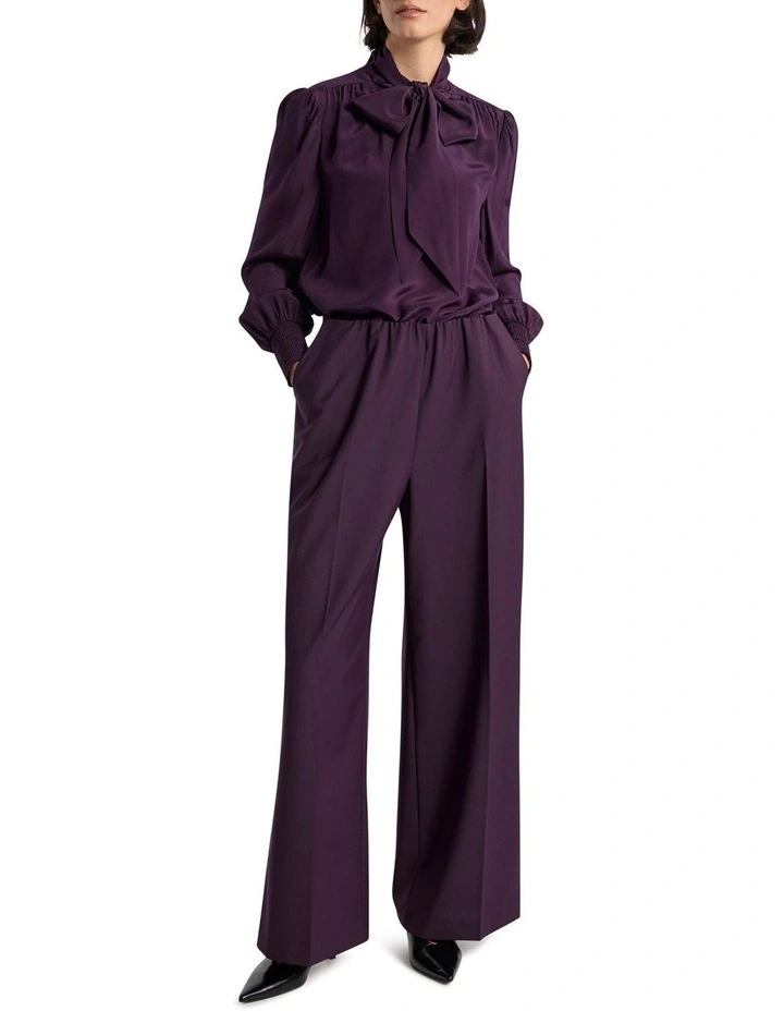 Marlow Pussy Bow Silk Blouse in Eggplant image 2