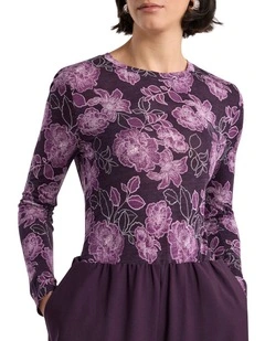 Garnet Jersey Top in Eggplant Multi