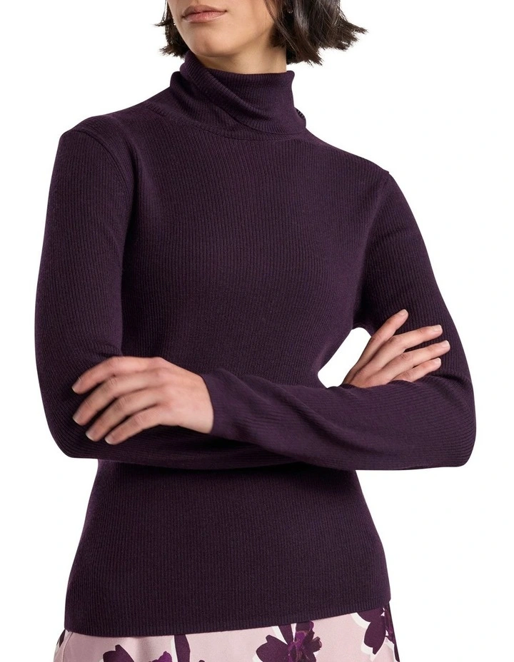 Bridget Merino Knit Top in Eggplant image 1