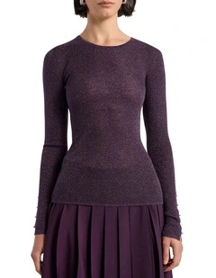 Doris Merino Knit in Eggplant Sparkle