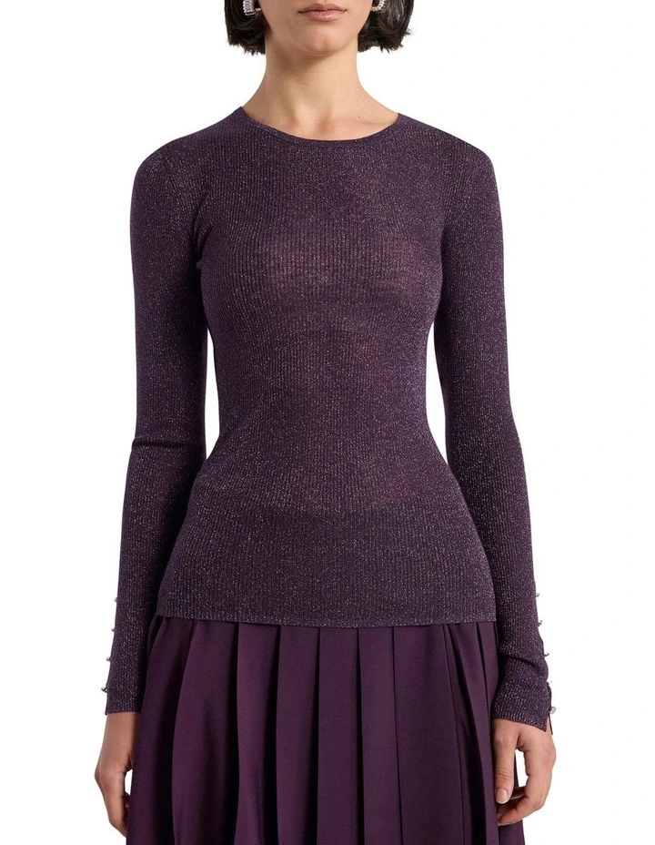 Doris Merino Knit in Eggplant Sparkle image 1