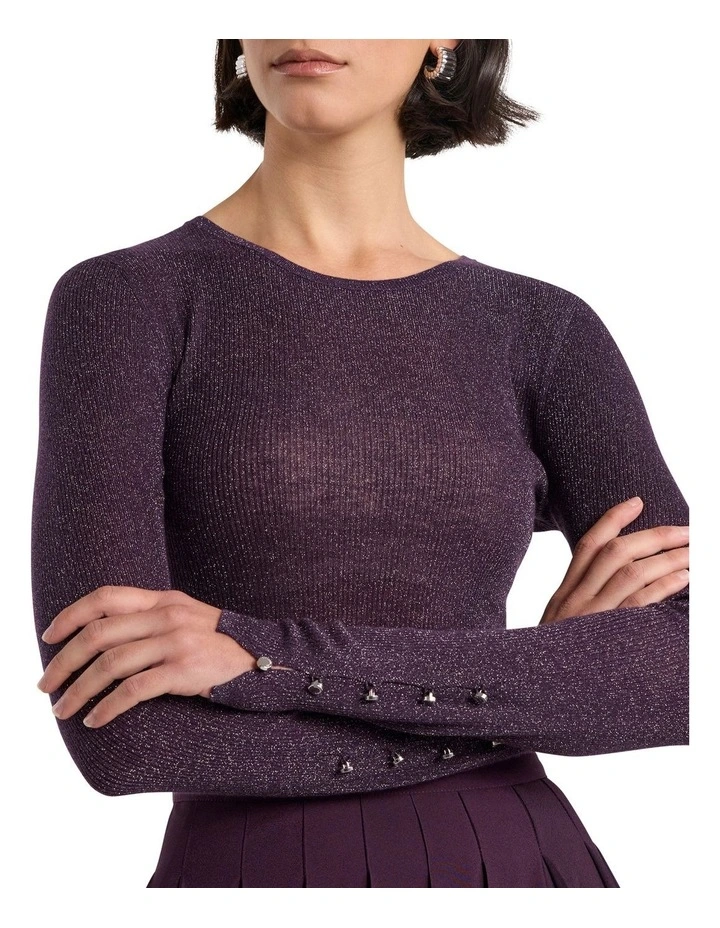 Doris Merino Knit in Eggplant Sparkle image 3