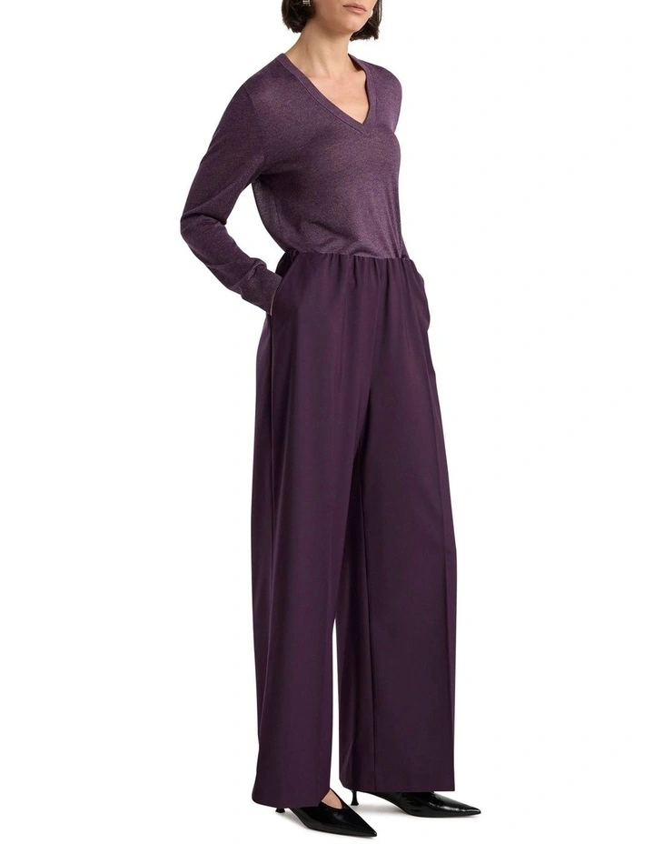 Peta Sparkle V Neck Knit in Light Eggplant image 2