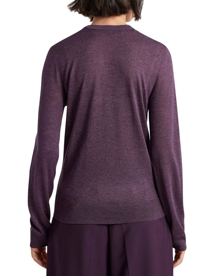 Peta Sparkle V Neck Knit in Light Eggplant image 4