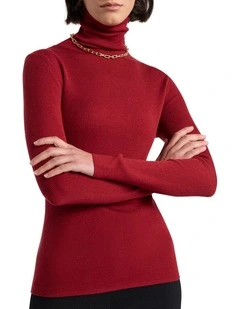Orian Merino Knit Top in Scarlet