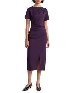 Molly Ponte Dress in Eggplant