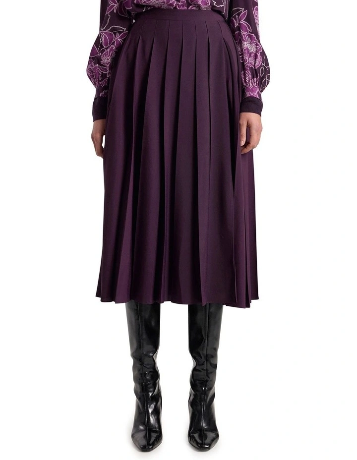 Effie Pleat Midi Skirt in Eggplant image 2