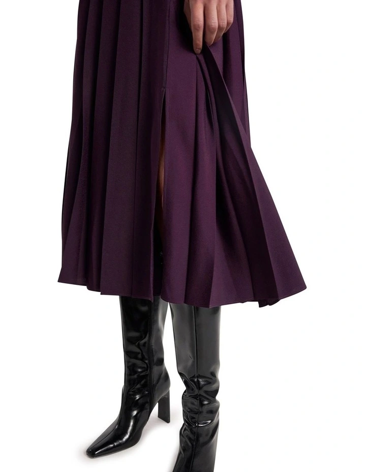 Effie Pleat Midi Skirt in Eggplant image 3