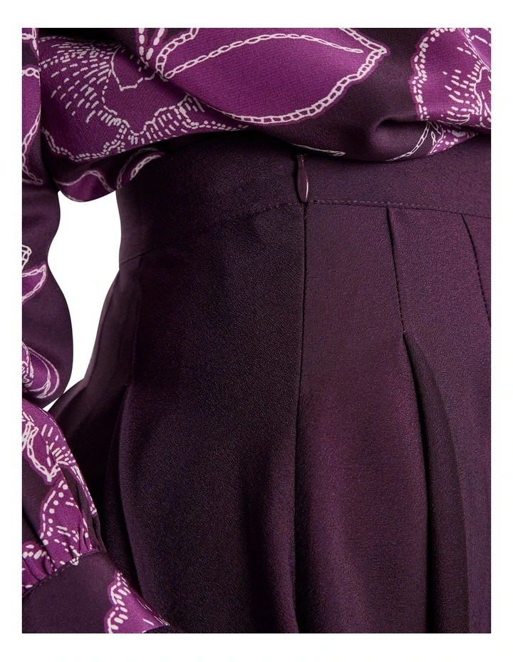 Effie Pleat Midi Skirt in Eggplant image 4