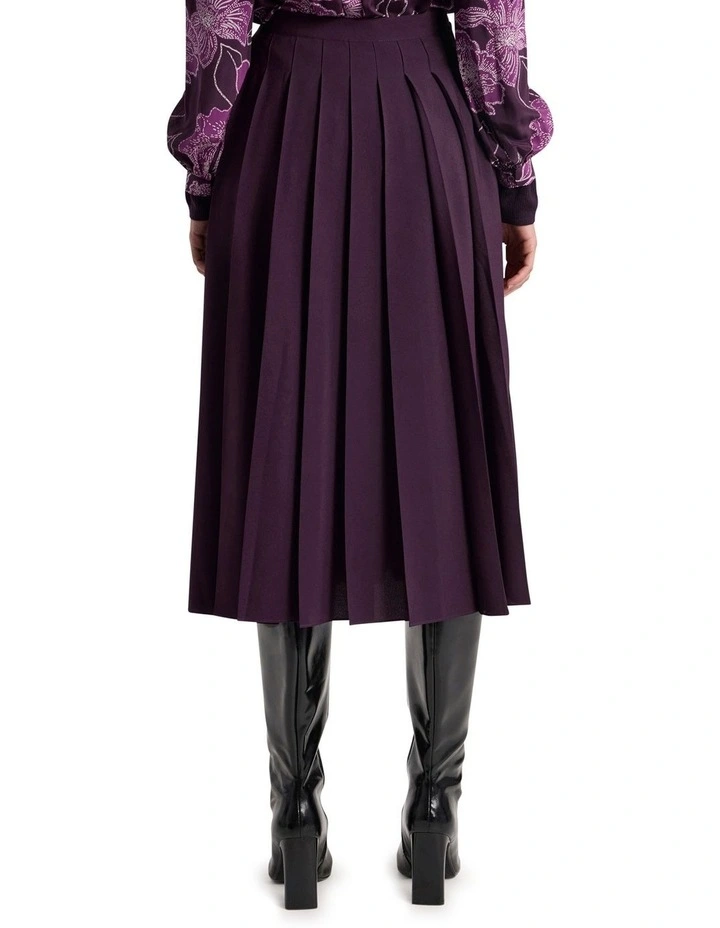 Effie Pleat Midi Skirt in Eggplant image 5