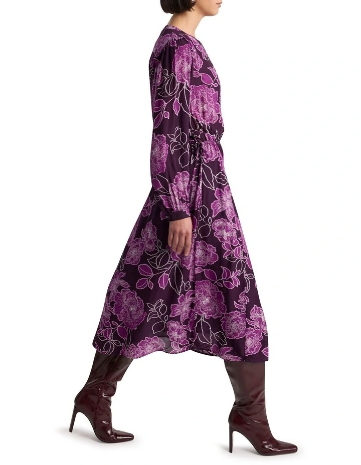 Garnet Viscose Dress in Eggplant Multi image 2