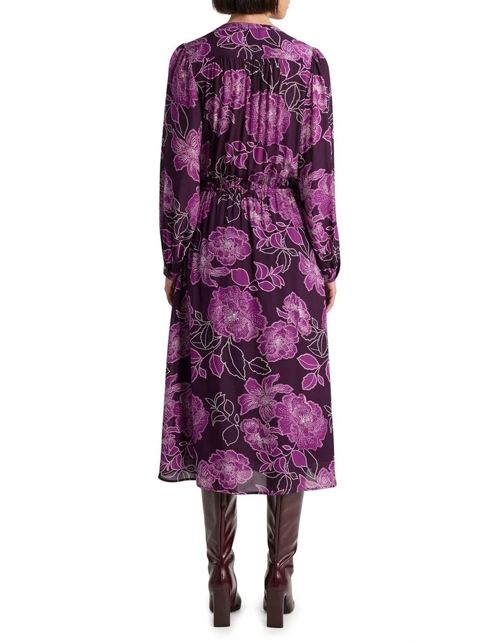 Garnet Viscose Dress in Eggplant Multi image 5