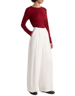 Bronte Wide Leg Pant in Ivory