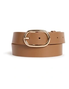 Kumru Leather Belt in Tan/Gold
