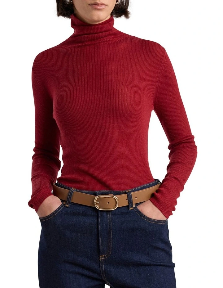 Kumru Leather Belt in Tan/Gold image 2