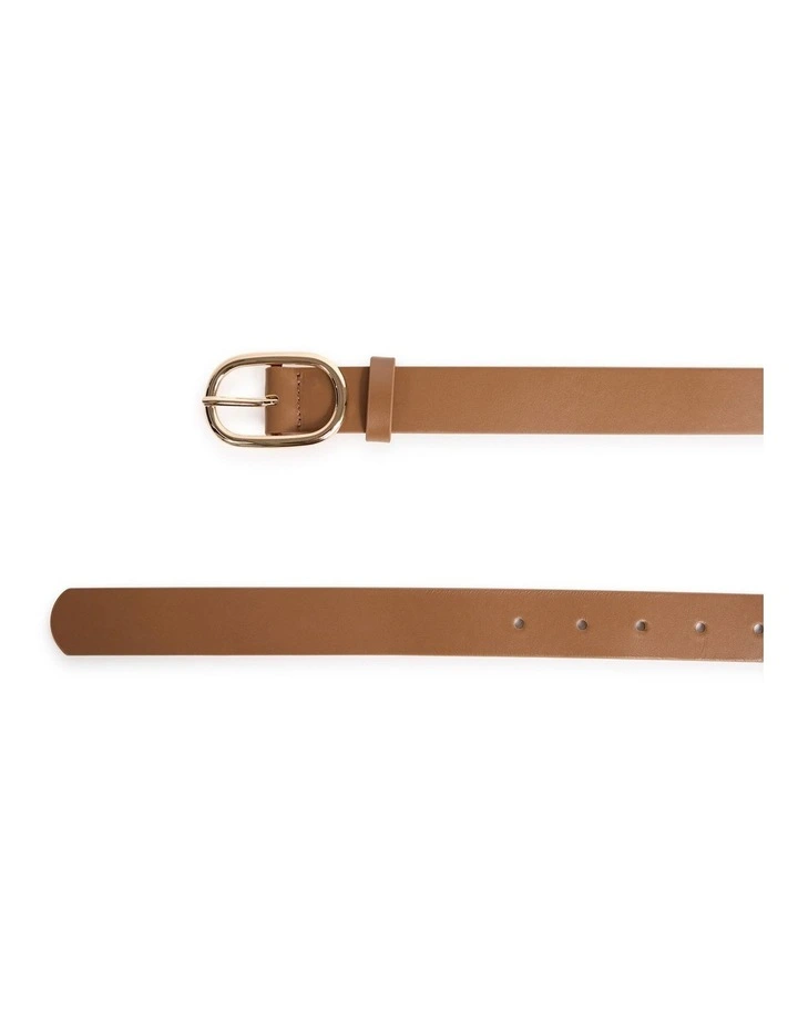 Kumru Leather Belt in Tan/Gold image 3