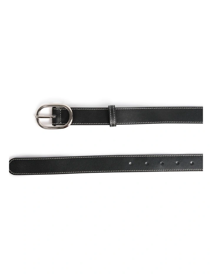 Jagger Leather Contrast Belt in Black/White image 4