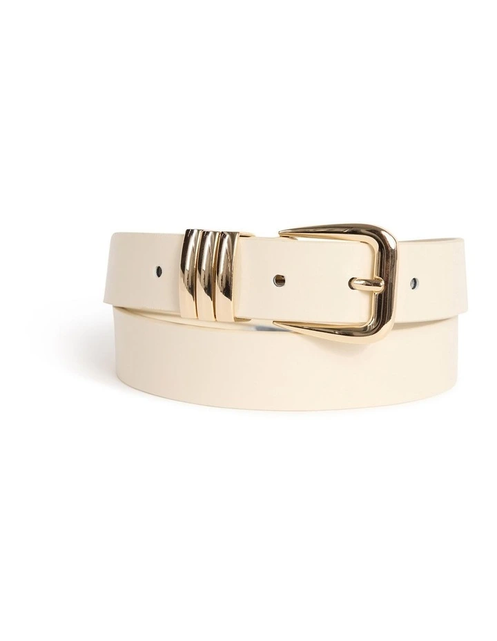 Essie Leather Belt in Bone/Gold image 1