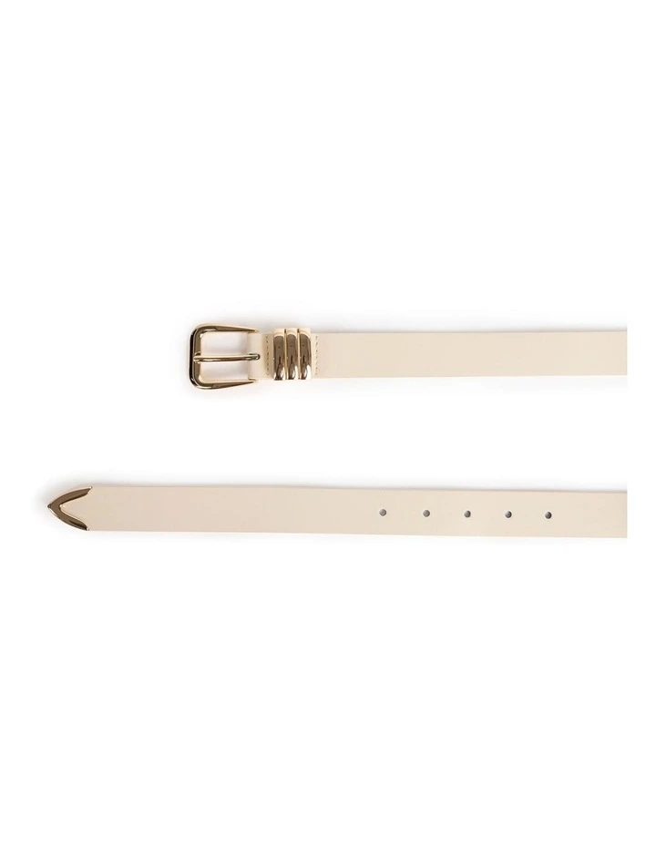 Essie Leather Belt in Bone/Gold image 3