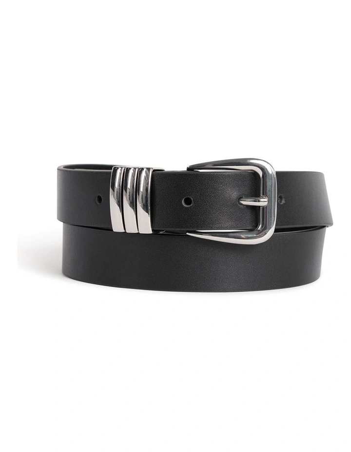 Essie Leather Belt in Black/Silver image 1