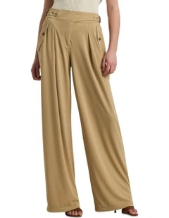 Pleated Stretch Jersey Pant in Beige