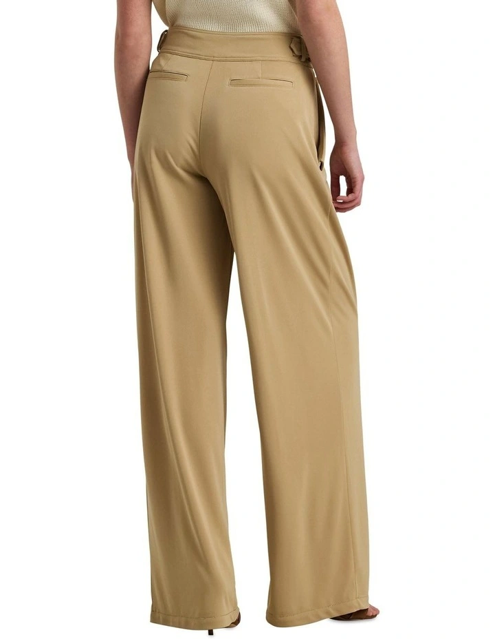Pleated Stretch Jersey Pant in Beige image 2