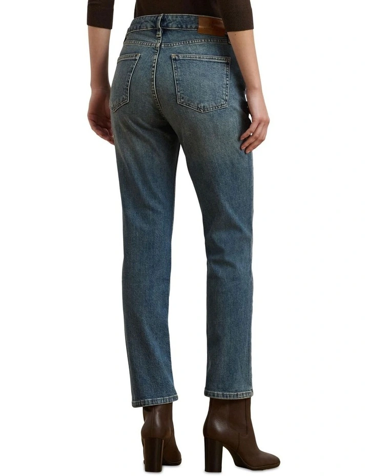 High-Rise Straight Ankle Jean in Blue image 2