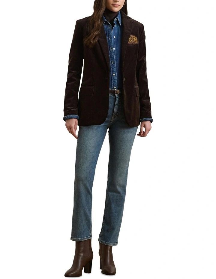 High-Rise Straight Ankle Jean in Blue image 3