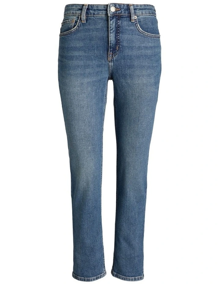 High-Rise Straight Ankle Jean in Blue image 4