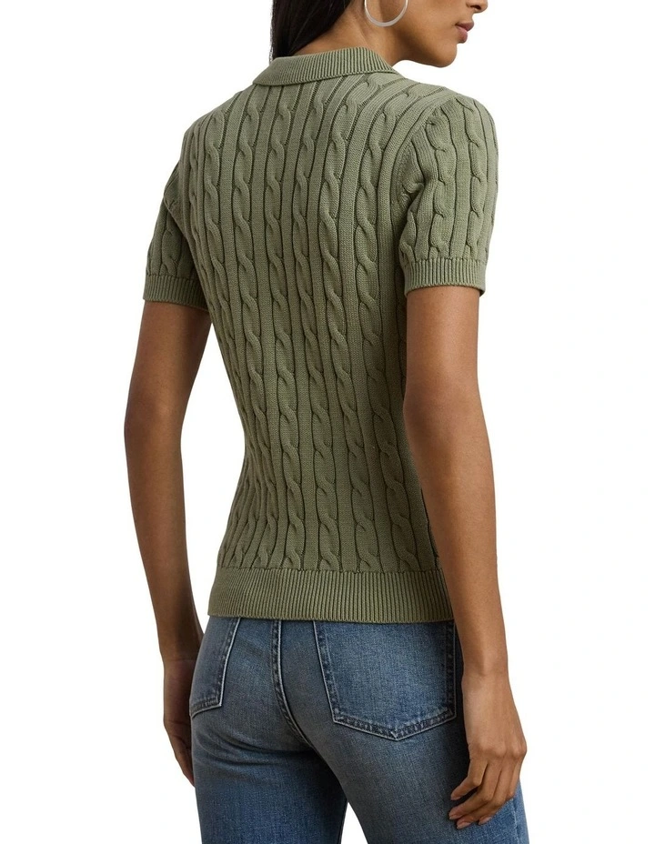 Cable-Knit Cotton Polo Sweater image 2