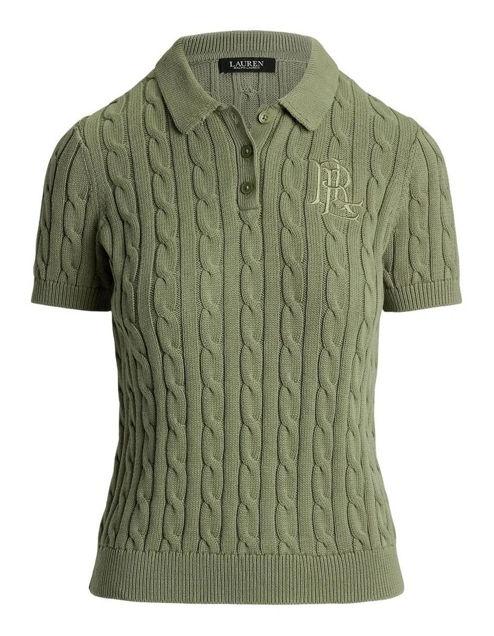 Cable-Knit Cotton Polo Sweater image 4