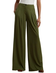 Pleated Stretch Jersey Wide-Leg Pant
