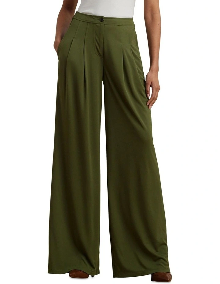 Pleated Stretch Jersey Wide-Leg Pant image 1