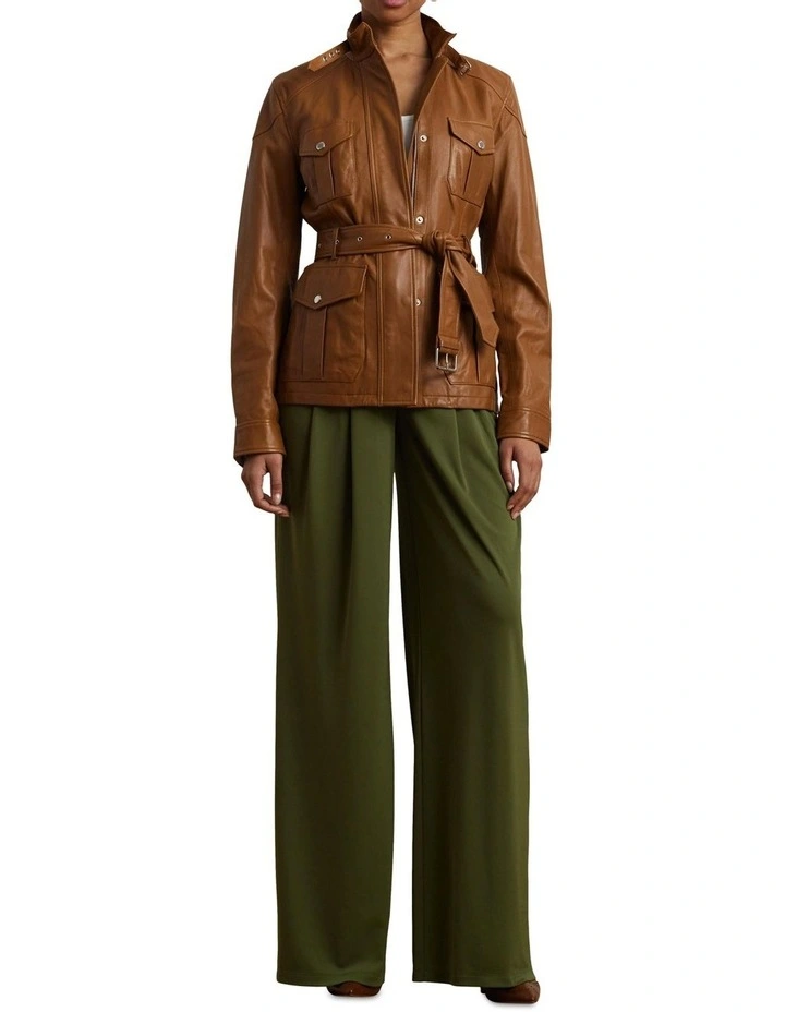 Pleated Stretch Jersey Wide-Leg Pant image 3