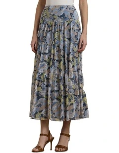 Floral Crinkle Georgette Tiered Skirt