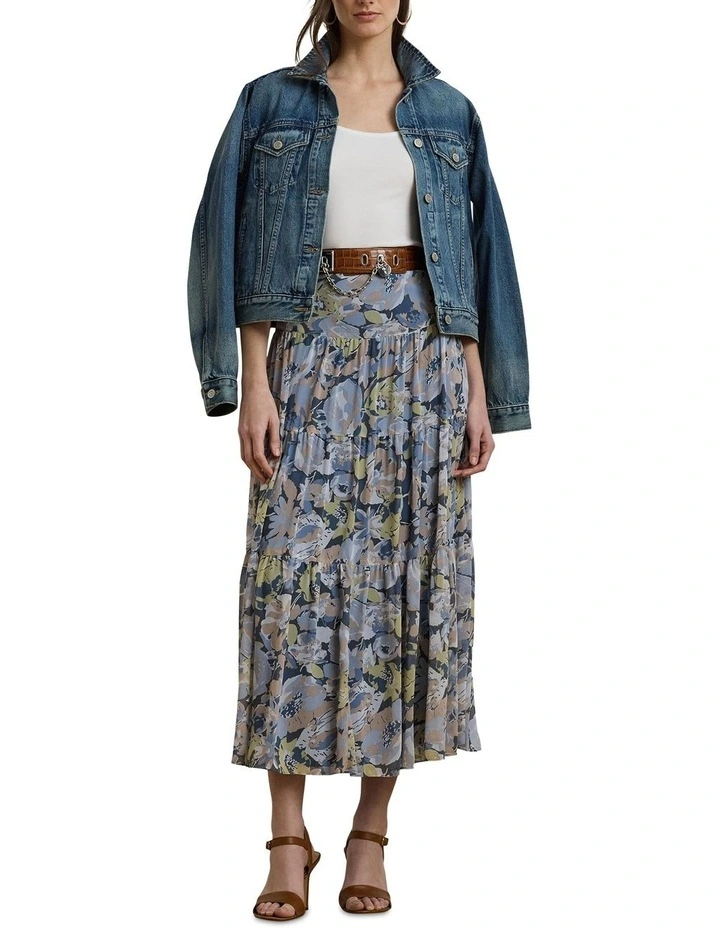 Floral Crinkle Georgette Tiered Skirt image 3