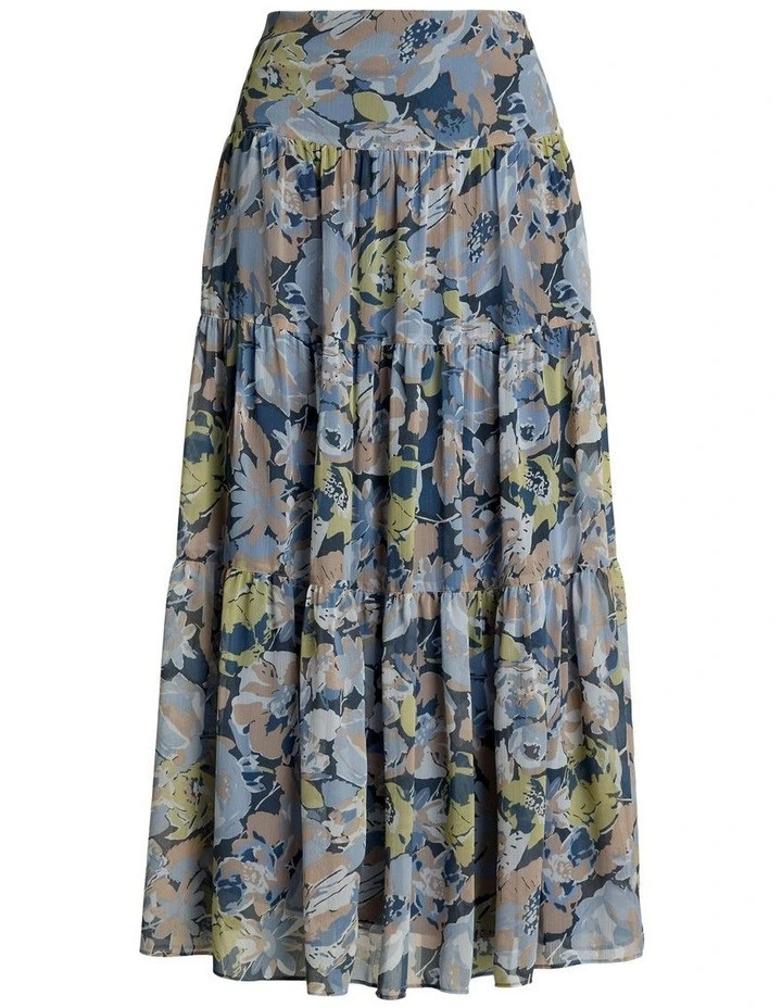 Floral Crinkle Georgette Tiered Skirt image 4