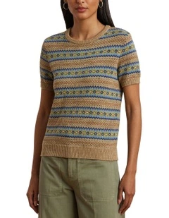 Fair Isle Short-Sleeve Sweater