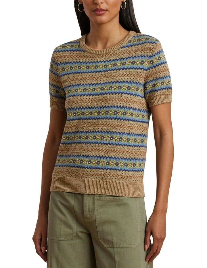 Fair Isle Short-Sleeve Sweater image 1