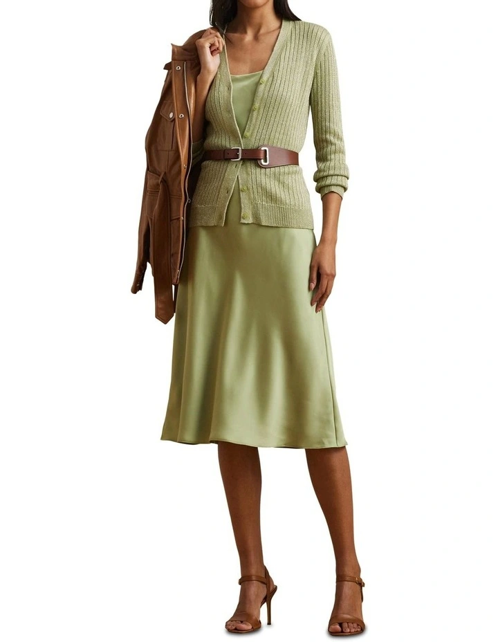 Metallic Linen-Blend Rib-Knit Cardigan image 3